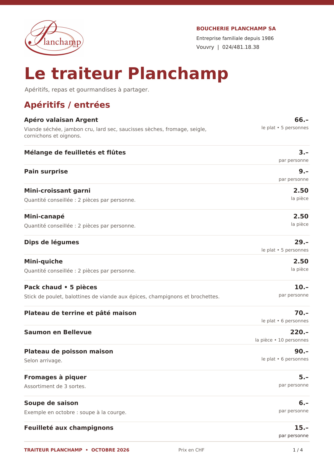 Carte traiteur clients — page 1 sur 4